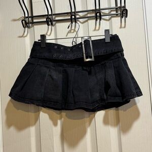 fashion nova pleated denim mini skirt